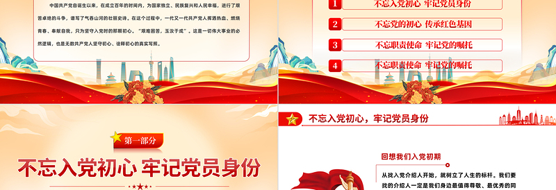 2022从党史中读懂共产党人的初心PPT党政党建风党支部党员干部党史学习教育专题党建党课PPT模板下载