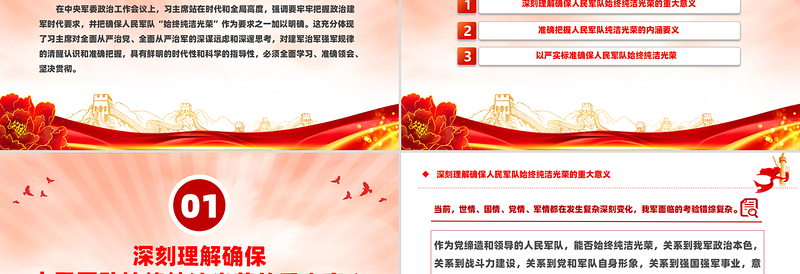 确保人民军队始终纯洁光荣PPT党建风全面从严治党全面从严治军课件