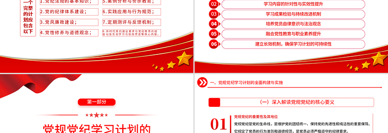 党纪学习教育计划表PPT创意简约8个切入点制定方法课件