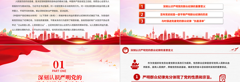 严守群众纪律走好党的群众路线PPT精美简约党的六大纪律主题党课课件
