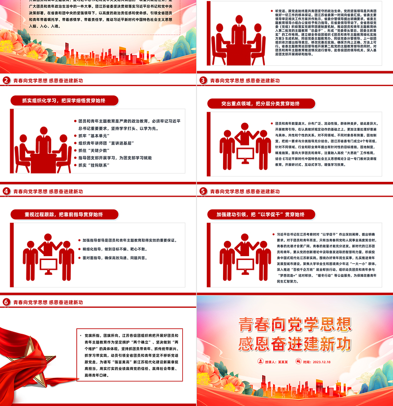 青春向党学思想感恩奋进建新功PPT党政风优质共青团主题教育团课课件