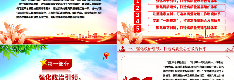 加强党对教育工作的全面领导打造高校高质量党建体系ppt精美时尚打造高校高质量党建体系主题课件