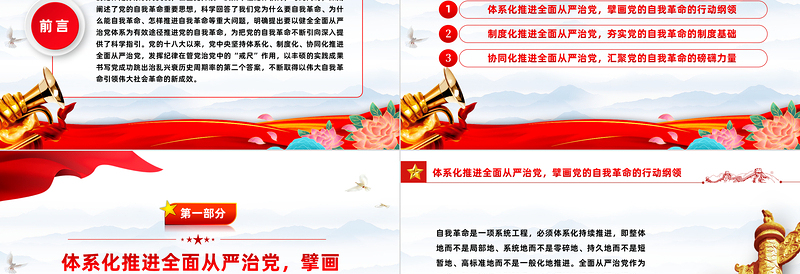 体系化制度化协同化推进全面从严治党PPT简约风全党开展党纪学习教育工作课件模板