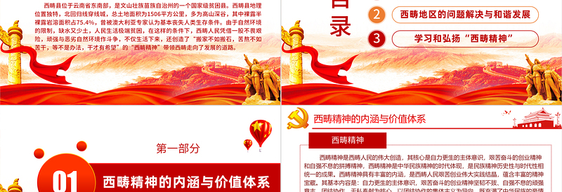 精美简约弘扬新时代西畴精神党课PPT