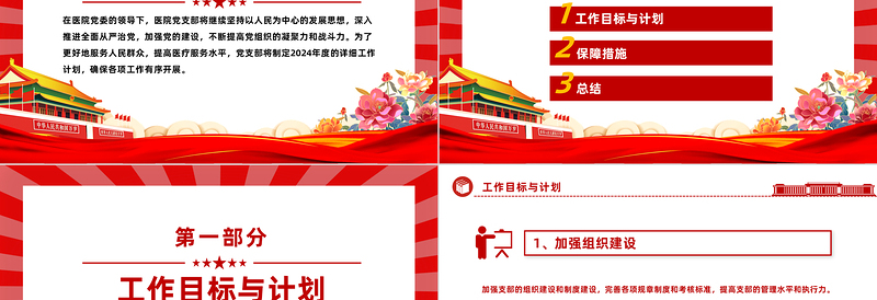 2024年医院党支部年度工作计划PPT党政风优质党建计划模板
