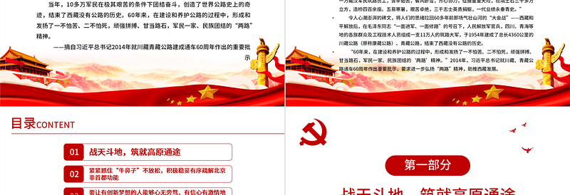 弘扬两路精神迈向交通强国PPT建党100周年中国精神谱系专题党课PPT