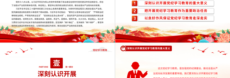 创意简约风高质量开展党纪学习教育PPT模板