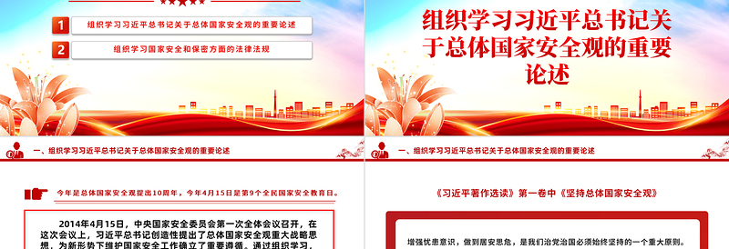 2024年4月主题党日活动PPT精美简约总体国家安全观主题课件