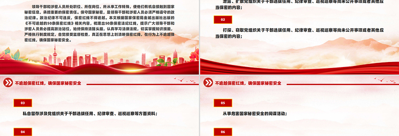 50条不可逾越的保密红线PPT优质简约保密知识学习课件