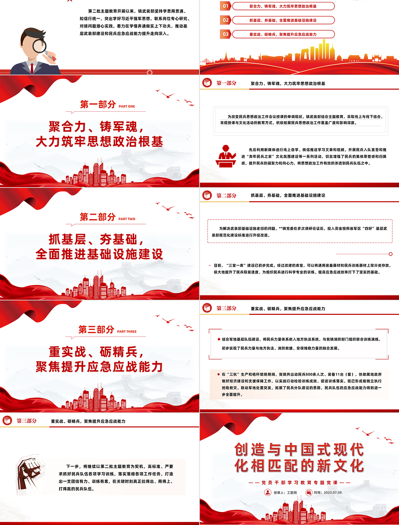 民兵党员主题教育PPT抓实主题教育以学促干不断开创基层民兵建设新局面微党课