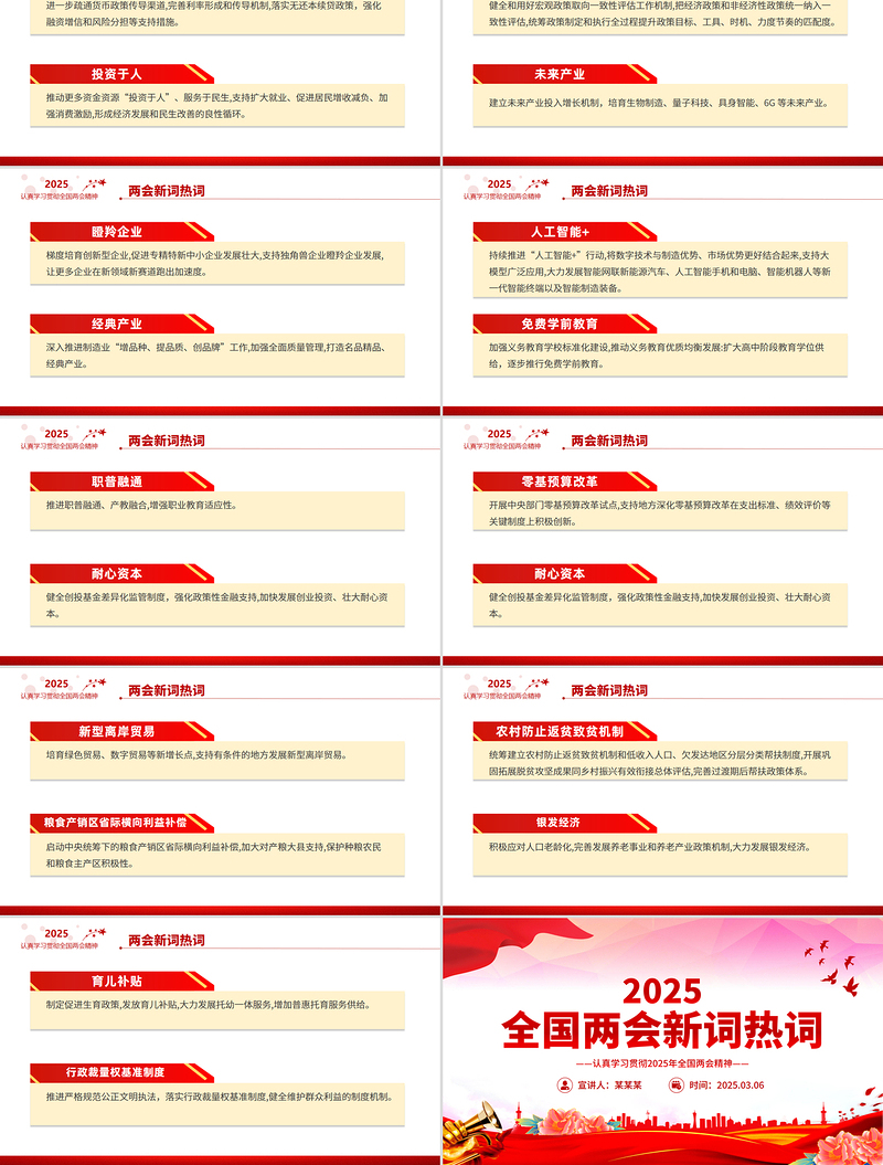 2025全国两会新词热词PPT党政风优质两会专题学习课件