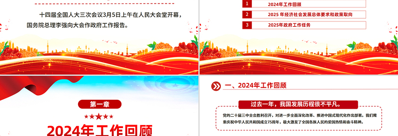 2025政府工作报告全文PPT党政风全国两会精神宣传课件