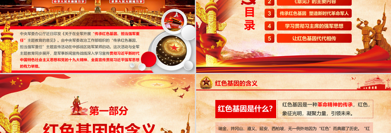 原创传承党政风基因担当强军重任军队学习PPT-版权可商用