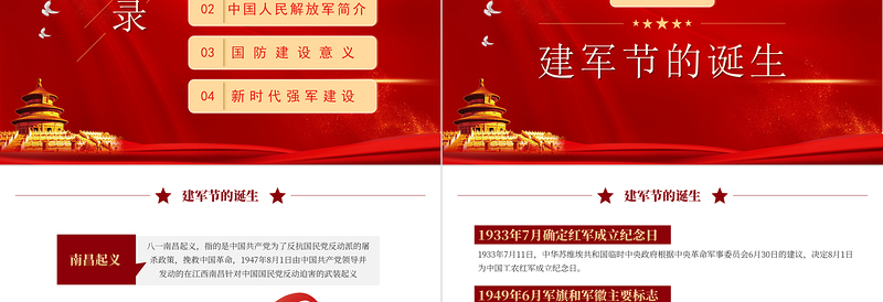 中国梦强军梦PPT党政风精美风热烈庆祝八一建军节专题党课PPT模板