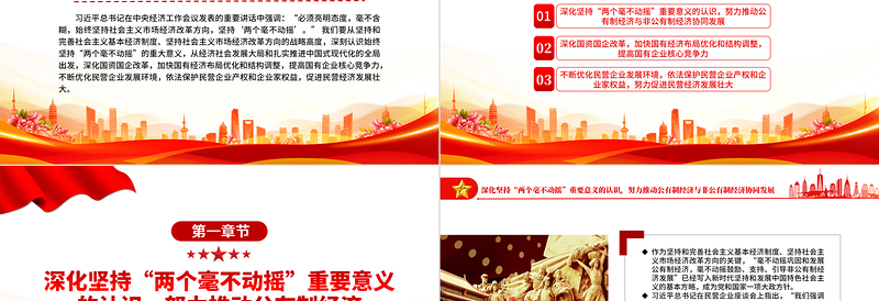 2022切实落实“两个毫不动摇”PPT党政风优质风党员干部学习教育专题党课党建课件