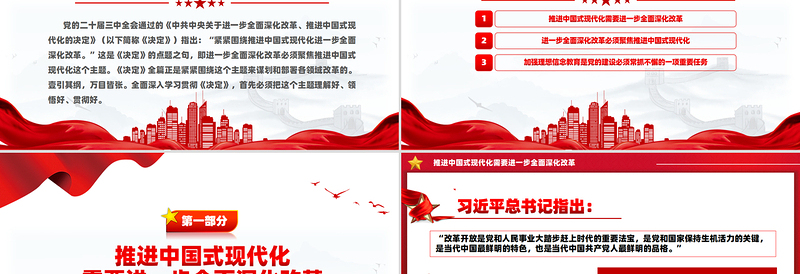 党政风紧紧围绕推进中国式现代化进一步全面深化改革PPT微党课