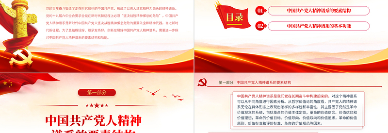 中国共产党人精神谱系的要素结构和功能PPT党政风党支部主题党日专题党课PPT模板