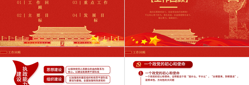 2022党员大会年终工作总结PPT党政风党支部党组织年终党员大会专题课件模板