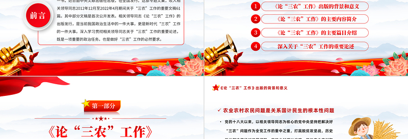 2022年出版发行《论三农工作》PPT党政风三农工作汇报宣传辅导课件模板