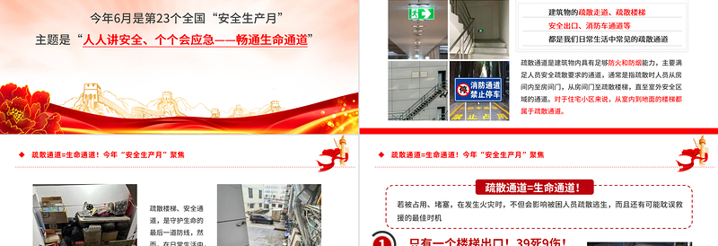 疏散通道等于生命通道PPT优质创意今年安全生产月聚焦安全教育课件