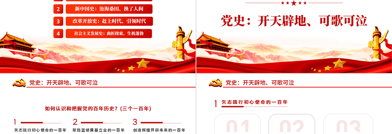 2022明四史做先锋PPT党政风精美党史学习教育专题党课PPT模板