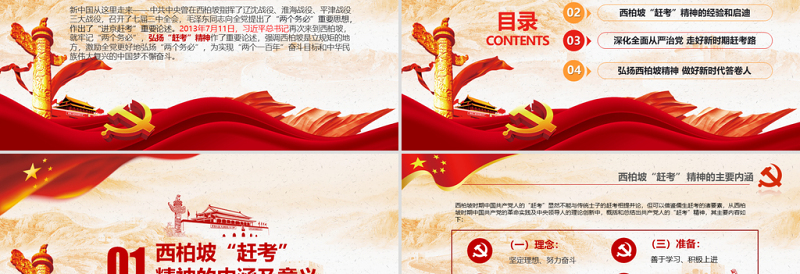 原创新时代学习弘扬西柏坡精神赶考精神PPT-版权可商用