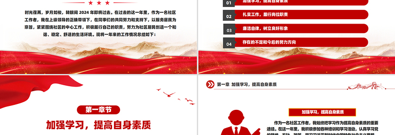 社区工作者年度工作总结PPT模板下载