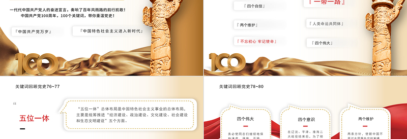 2021建党100周年回顾百年党史100个关键词PPT模板(终篇)