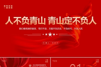 2022新年贺词PPT党政风精美人不负青山青山定不负人二0二二新年贺词金句学习党建党课