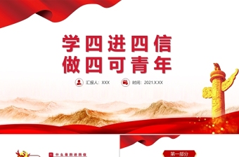 2021学四进四信做四可青年PPT党政风大学生青少年党课学习课件模板 (2)
