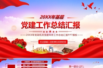 2022党建工作总结汇报PPT党政风党政机关党建年终工作总结汇报专题课件模板