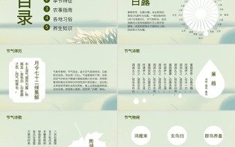 2021白露节气PPT清新简雅二十四节气中国传统文化主题班会课件