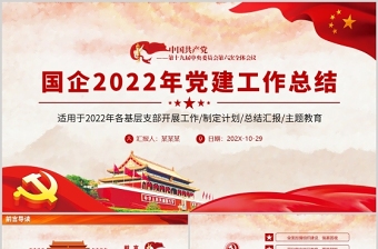 国企2022年党建工作总结PPT党政风党建风各基层党支部开展工作总结汇报主题教育专题党课PPT