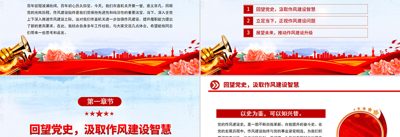 简洁风坚定信念强作风担当作为促发展PPT作风建设党课