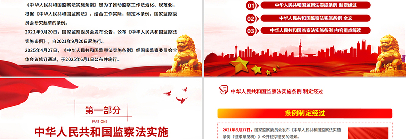 2025《中华人民共和国监察法实施条例》PPT大气精美法律法规专题课件下载