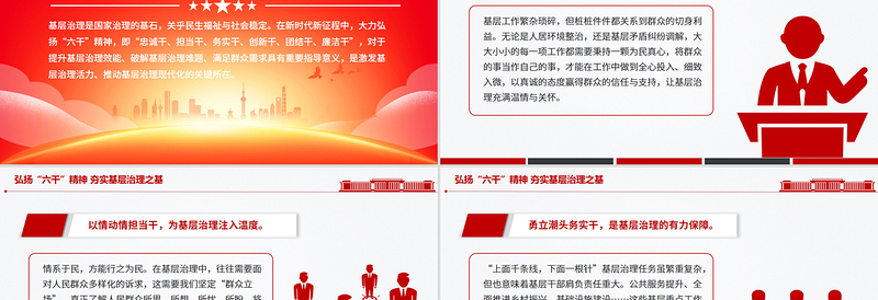 精品弘扬“六干”精神夯实基层治理之基PPT党课课件