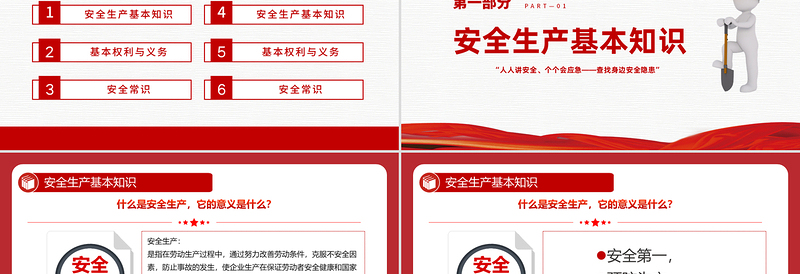 2025安全生产应急科普知识大全PPT红色精美全国安全生产月主题课件