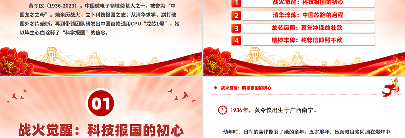 致敬“中国龙芯之母”黄令仪PPT弘扬科学家精神微党课