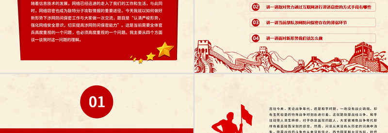 2021网络安全保密教育PPT党政风认清严峻形势强化网络安全意识切实提高涉网防间保密能力部队党课PPT