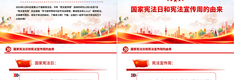 简洁风国家宪法日PPT宪法知识学习课件