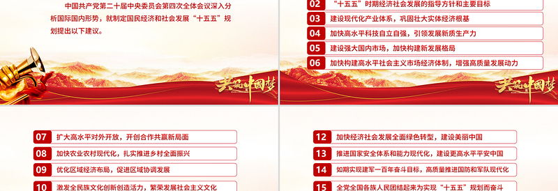 红色精美《关于制定国民经济和社会发展第十五个五年规划的建议》全文PPT党课