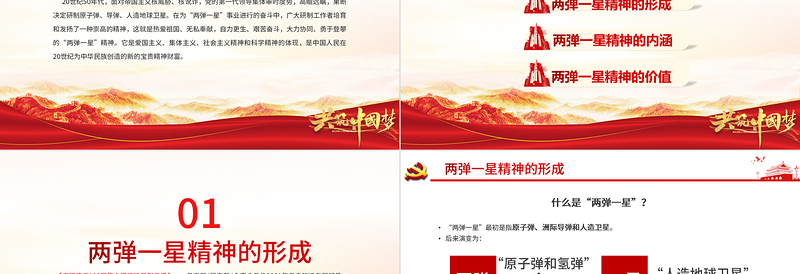 弘扬两弹一星精神PPT建党100周年中国精神谱系热爱祖国无私奉献自力更生艰苦奋斗大力协同勇于登攀科学家精神党课PPT