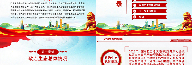 2025单位政治生态分析报告PPT党建工作汇报模板