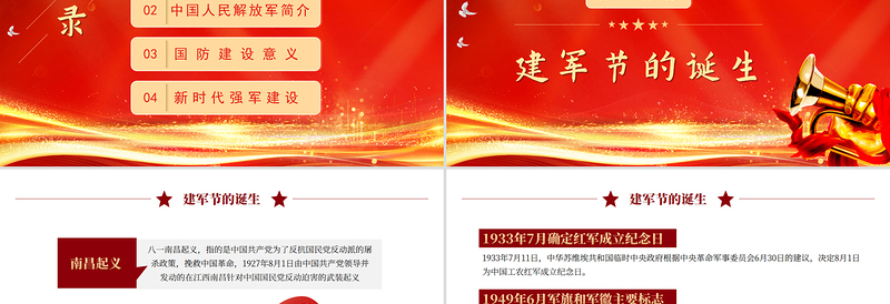 铁血铸军魂PPT红色大气热烈庆祝建军98周年专题党课课件模板