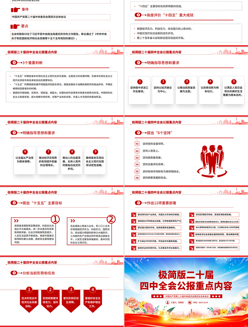 二十届四中全会公报重点内容简版PPT党课下载