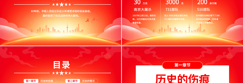 红色精美山河己无恙吾辈当自强PPTPPT电影《南京照相馆》和《731》思政课课件