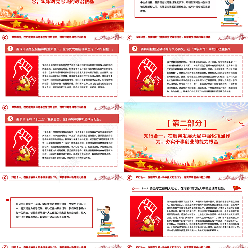 简洁大气深学笃行全会精神凝心铸魂筑牢党性根基PPT党课