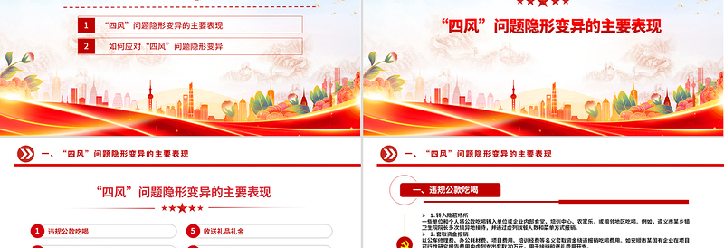 红色简洁“四风”问题隐形变异有哪些表现廉政党课PPT课件