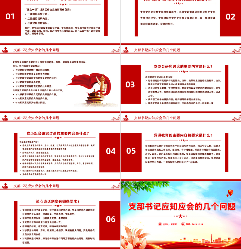 支部书记应知应会的几个问题PPT简约优质党支部基本工作制度微党务课件