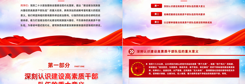 2022把握时代之需建设堪当重任的高素质干部队伍PPT党政风优质风党员干部学习教育专题党课党建课件模板